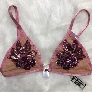 For Love & Lemons Pink Sequin Bralette